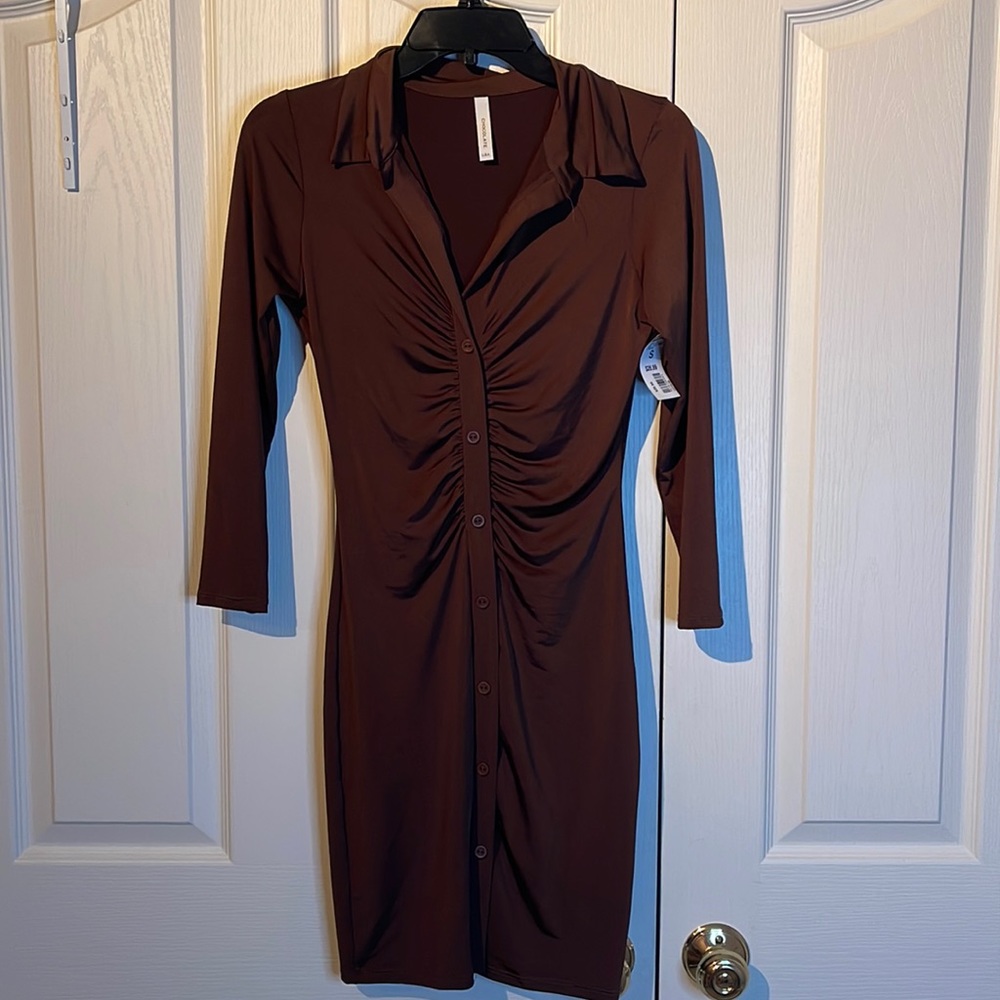 Ruched Chocolate Dress